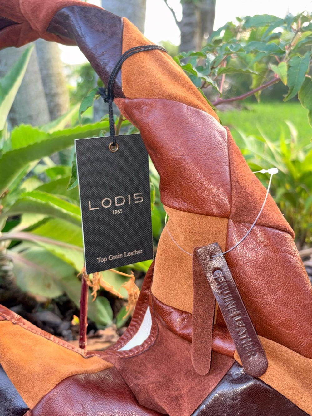 Lodis Patchwork Leather & Suede Shoulder Bag in Brown & Tan - Picture 4 of 14
